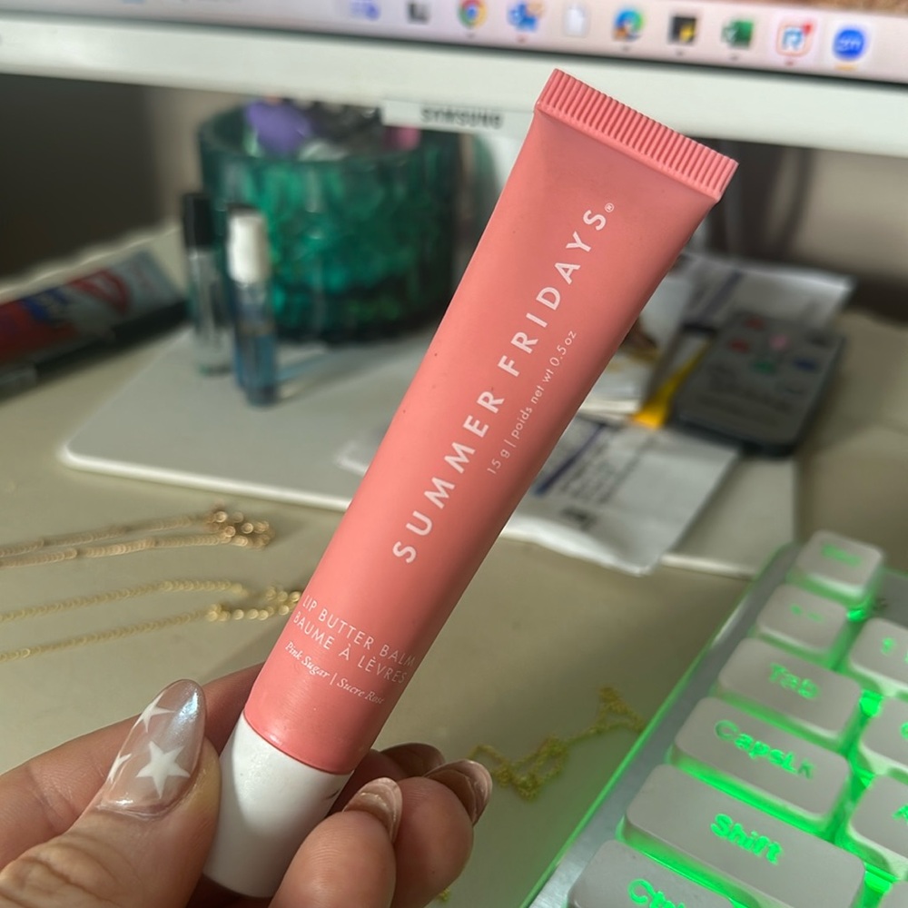 Summer Friday’s lip butter in pink sugar